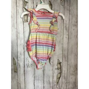 Ruffle Butts Tank Romper Rainbow Striped Bubble One-Piece 18-24M